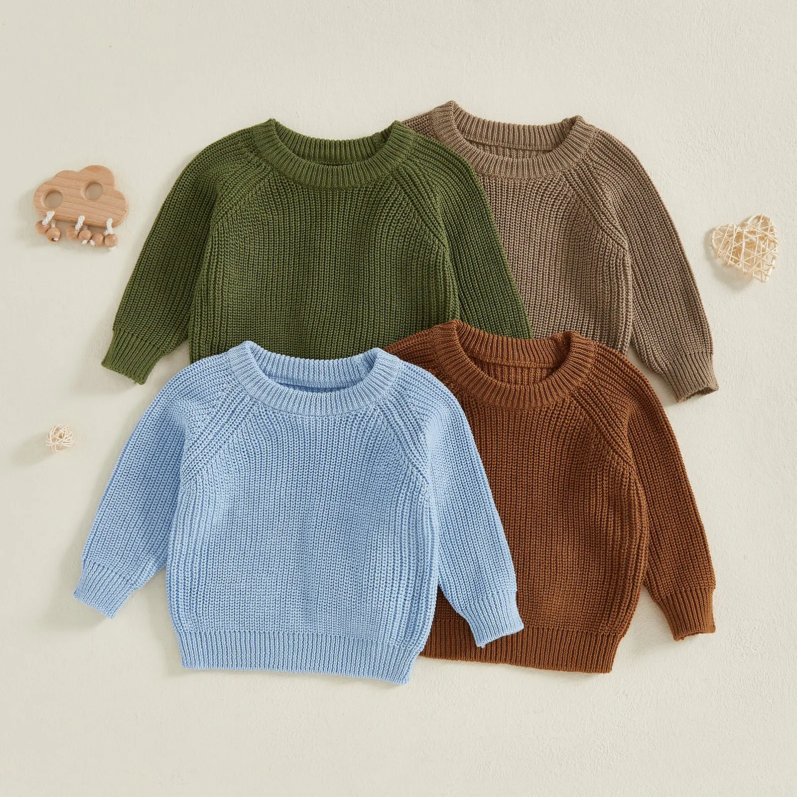 Toddler Baby Little Boy Ribbed Sweater Solid Long Sleeve Knitted Tops Fall Winter Warm Tops Fall Winter 0-5 Years