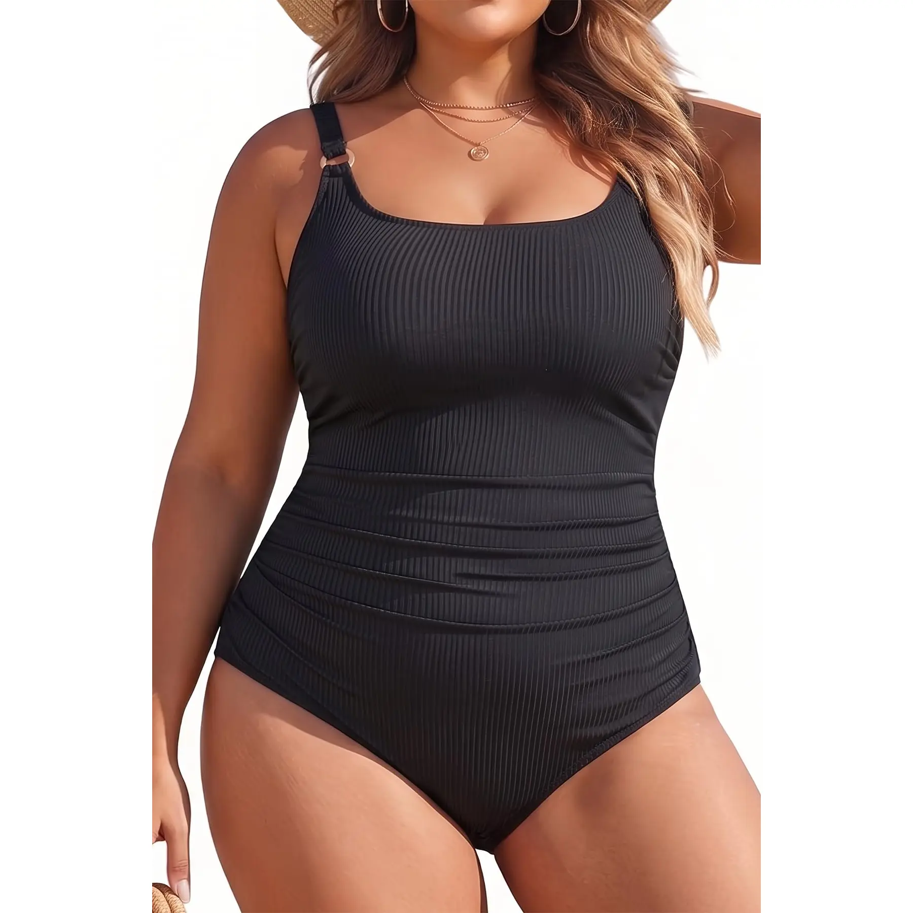 Aqua Eve Women's Plus Size One Piece Swimsuit- Tummy Control Bathing Suit Ribbed Square Neck Swimwear 2026