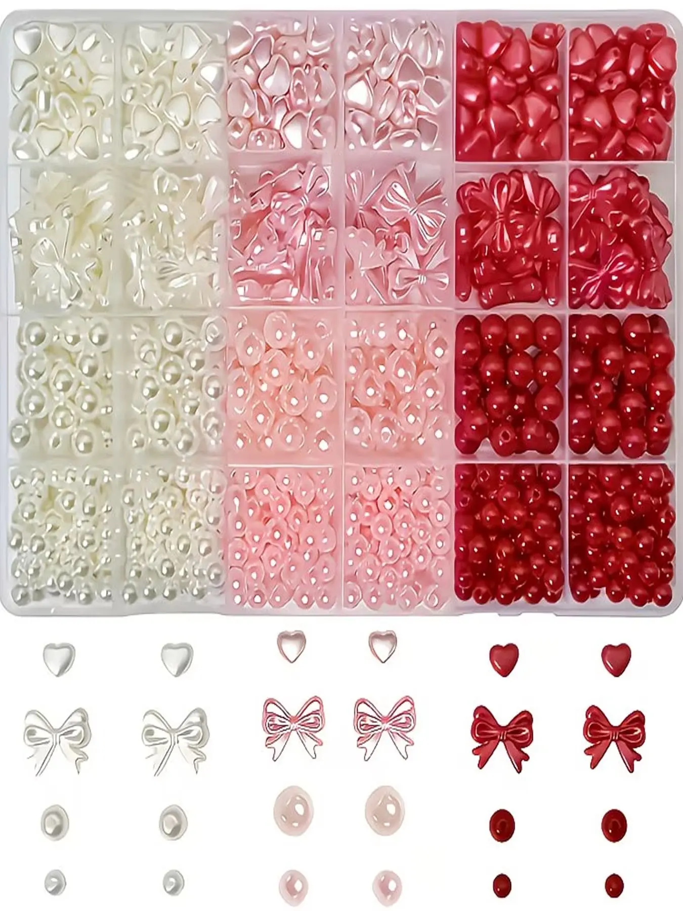 1000pcs DIY Heart Bow Bead Jewelry Making Kit, Multicolor Acrylic Craft Beads and Accessories, Beading Supplies, Perfect for Necklaces, Bracelets, Phone Chains, Valentine's Gift