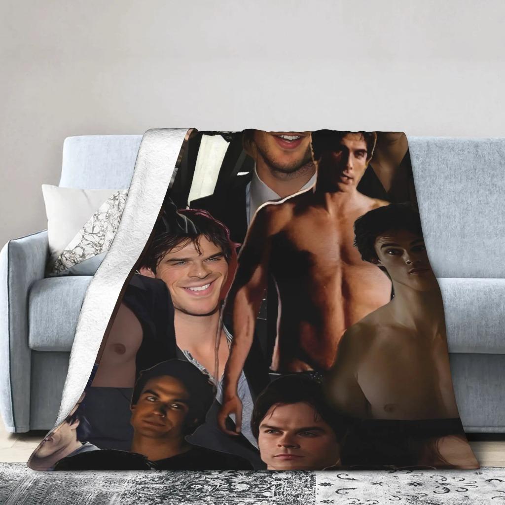 The Vampire Diaries Damon Salvatore  TV Series Blanket  Picnic Flannel Throw Blanket For Home Decor Soft Quality Bedspread Gift  Soft and lightweight, a must-have for every family