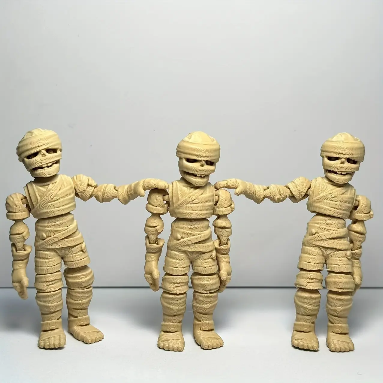 1pcs/3pcs Egyptian Mummy Statue Set - 3D Printed  Model with Jointed Limbs for Desktop Display, Home Office Decor, Halloween Collectible