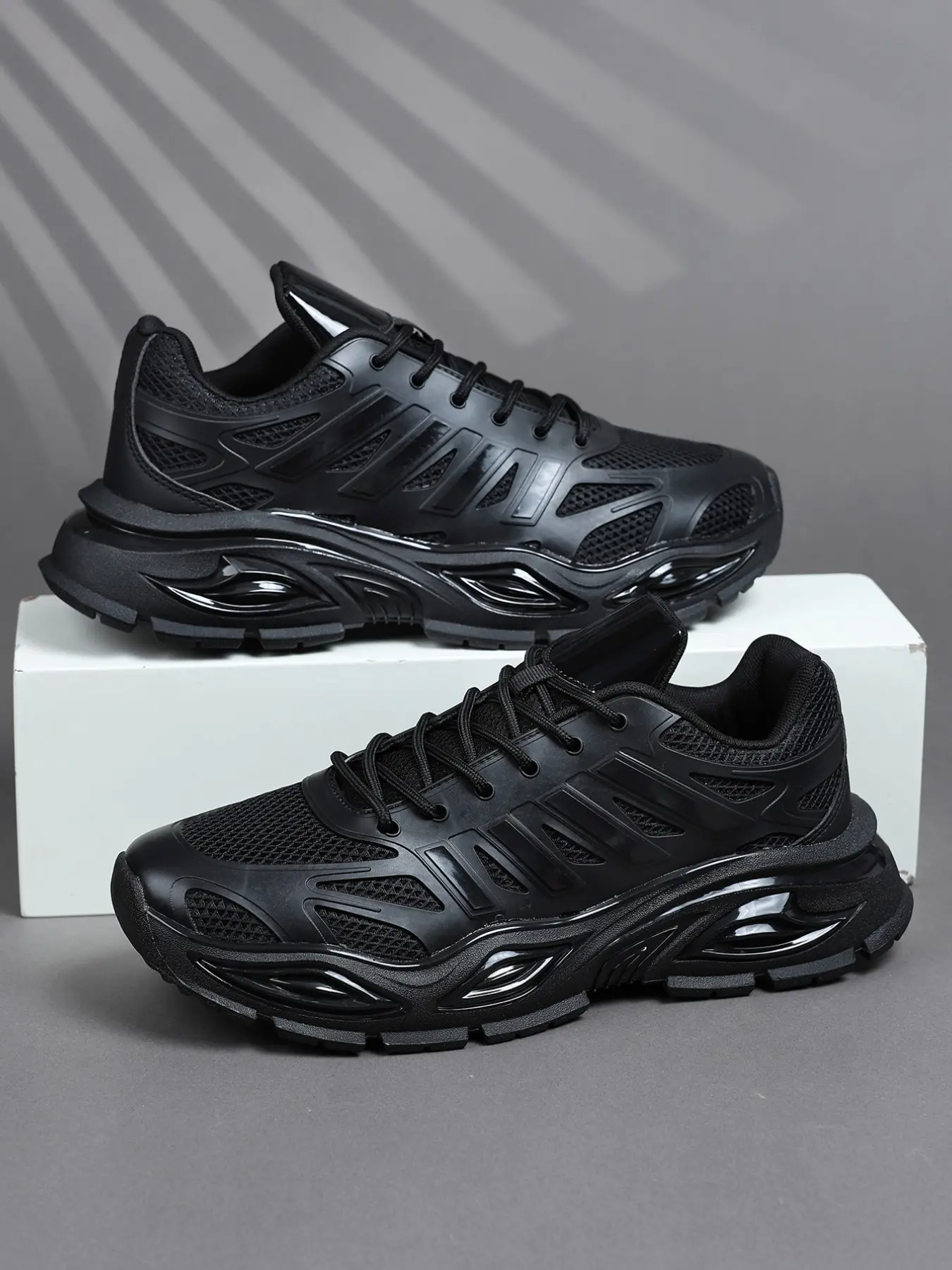 Men's Thick Sole Dad Shoes, Breathable Anti-Slip Sports Shoes, Pure, Casual, Eva Material, All Seasons, Outdoor Wear