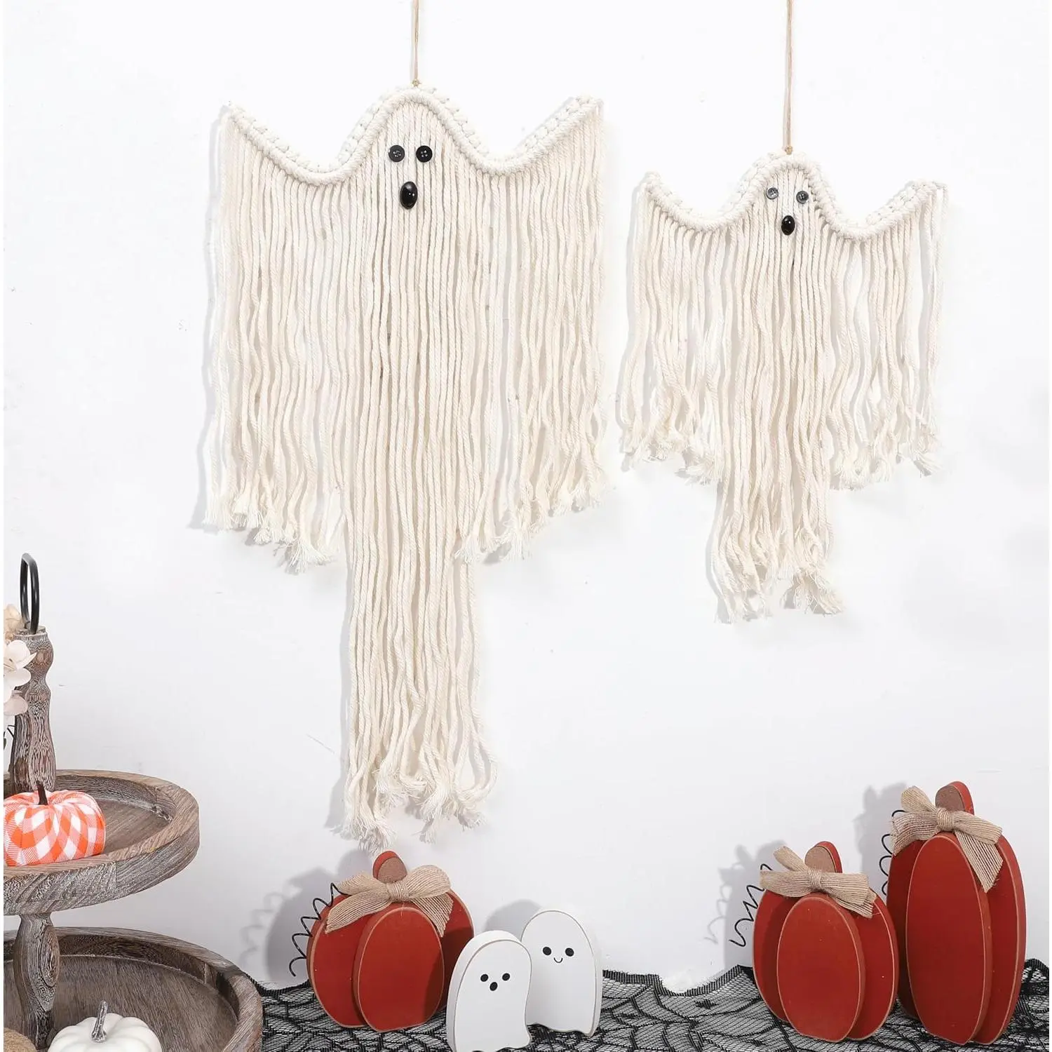 Halloween Macrame  Wall Decor- Set of 2  Wall , Halloween Boho  Decorations,   Decor, Spooky  Decor