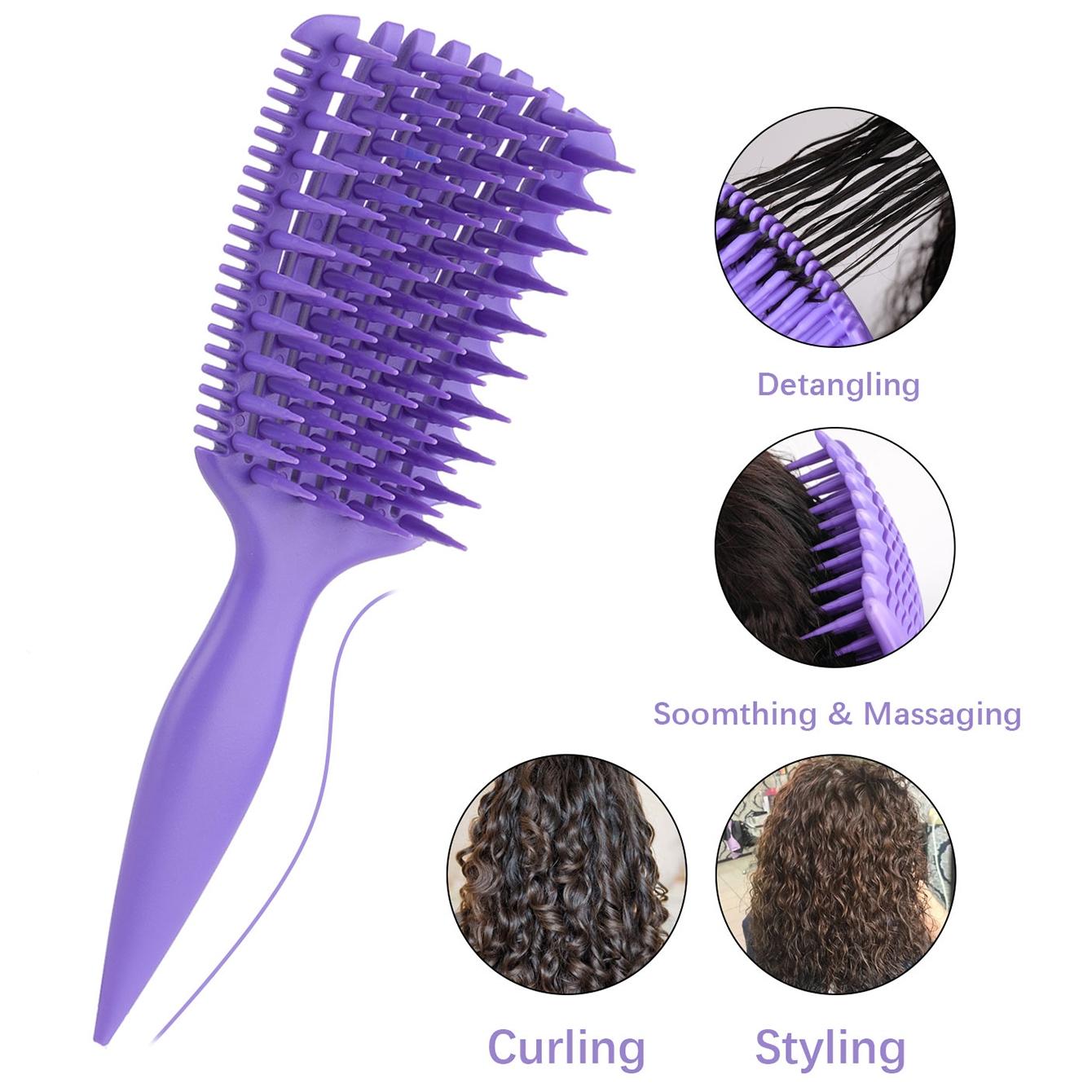 Soft Elastic Bristle Brush, Dry & Wet Use Hair Comb, Easy Detangling & Curl Care, Home Wet Combing, Smooth Curls, Hair Styling Combs