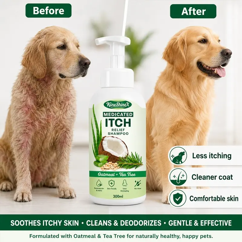 Kineshinex No-Rinse Pet Shampoo, Deep Cleaning, Tear-Free, Non-Irritating, Fluffy Coat, No Rinse Needed, Gentle on Pets