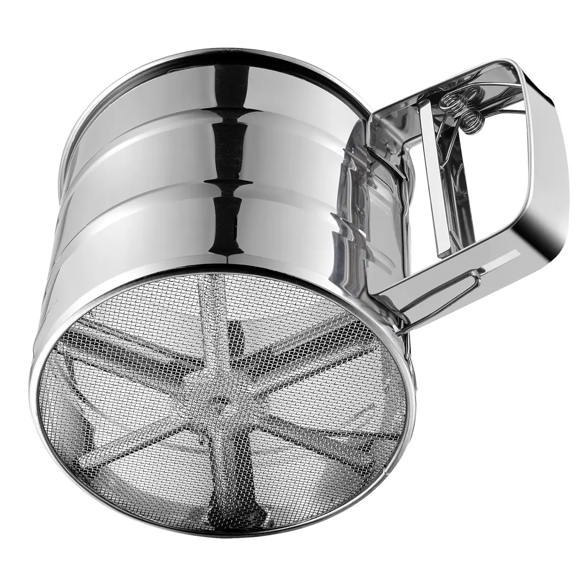 1pc Handheld Stainless Steel Flour Sifter, Semi-Automatic Manual Kitchen Powder Sieve, Baking Tool for Cake Mixing, Easy-To-Use Design, Baking Utensils