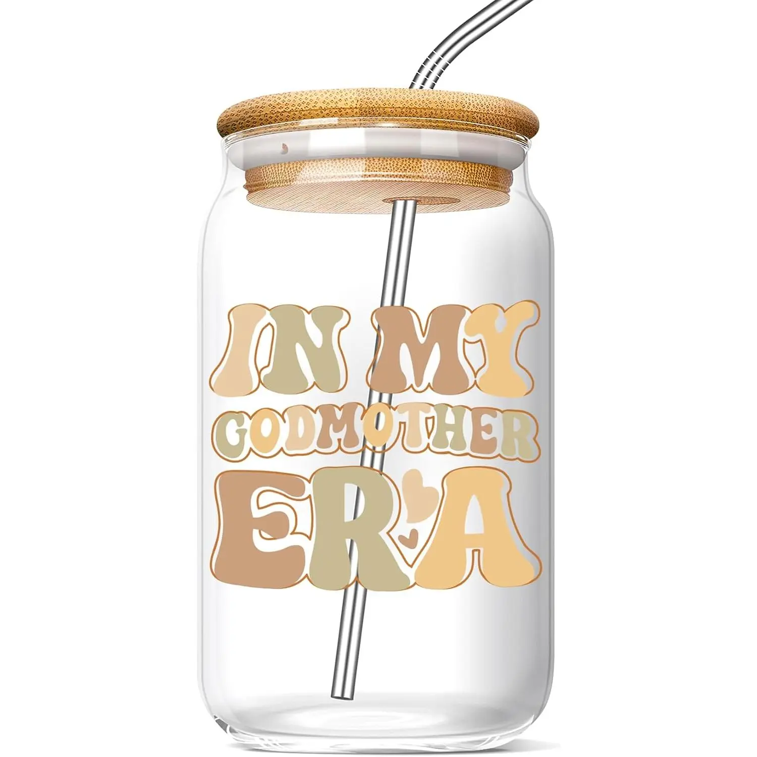 16oz Thick Glass Iced Coffee Cup - Women's Godmother Proposal Gift, Mother's Day Kitchen Drinkware Gift