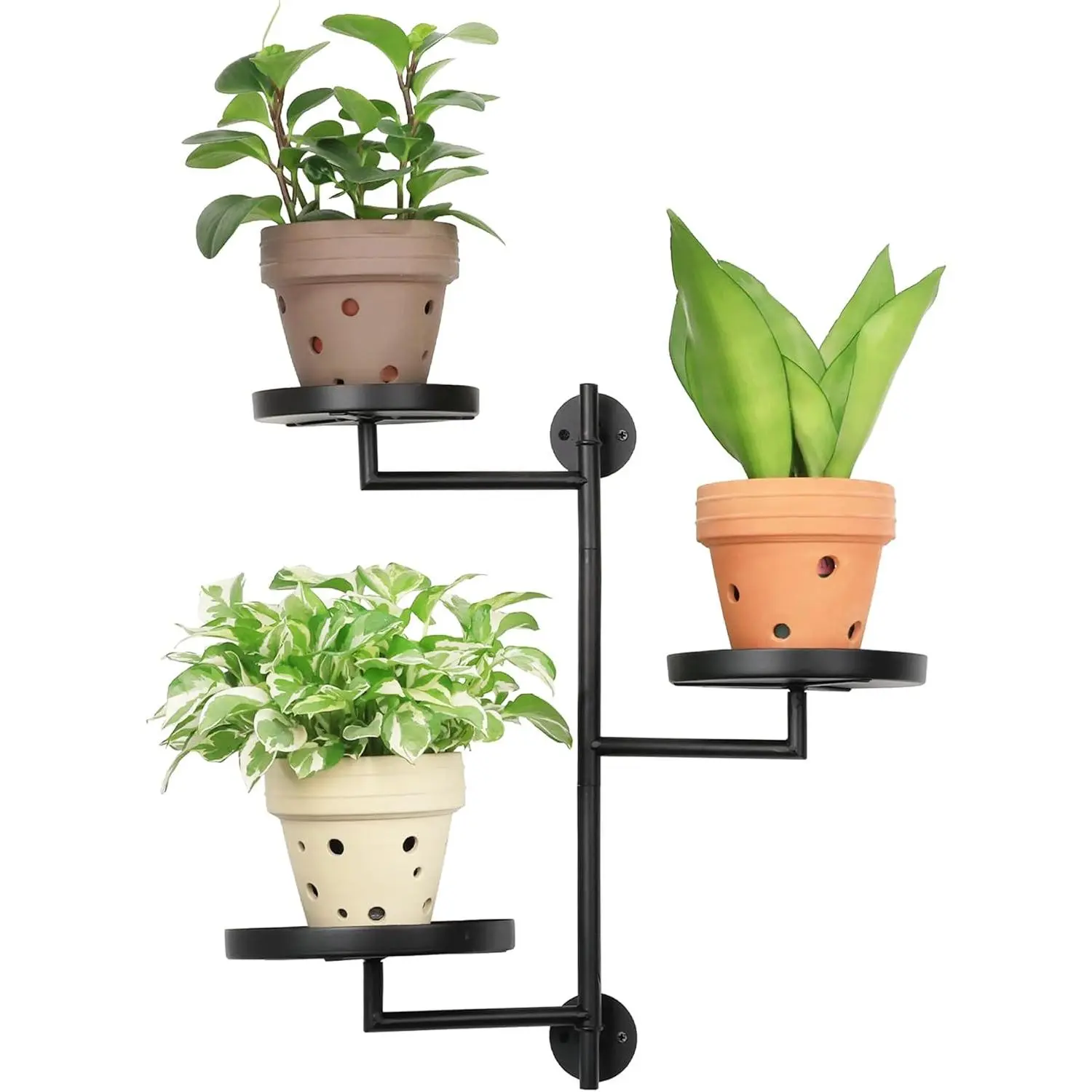 Rotating Window Wall Plant Shelves Stand Holder, 3 Tiered Metal Floating Plant Shelf Hanger Indoor , Window Sill Gifts