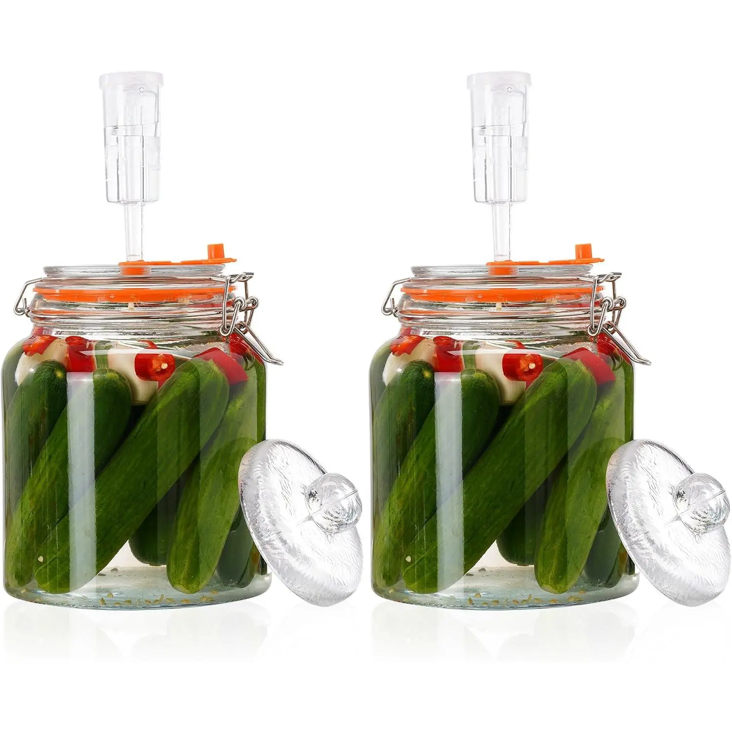 0.6 Gal Fermentation Kit, Glass Jars, Weights & Airlocks, 2 Pack |  for Sauerkraut, Kimchi, Kombucha and Pickles