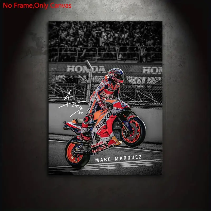 1Piece/Set Frameless Canvas Painting Print Poster,Classic Realistic Tribute Superbike GP Pop Art,Legendary Rider Marquez Wheelie,Perfect Gift for Motorcycle Lovers,Ideal Gift Bedroom,Study,Office,Living Room,Dorm Hallway,Mural,Wall Decoration,Room Decor