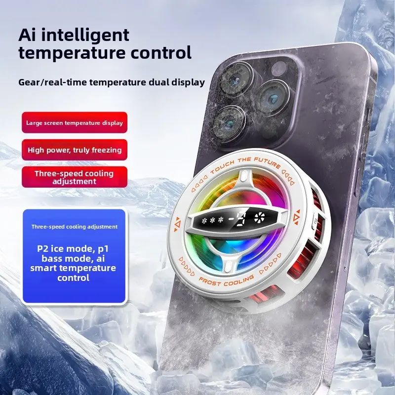 New 2-in-1 Magnetic Back Clip Phone Cooler, Semiconductor Cooling for Gaming, Compatible with Phone & Tablet for PUBG & Honor of Kings