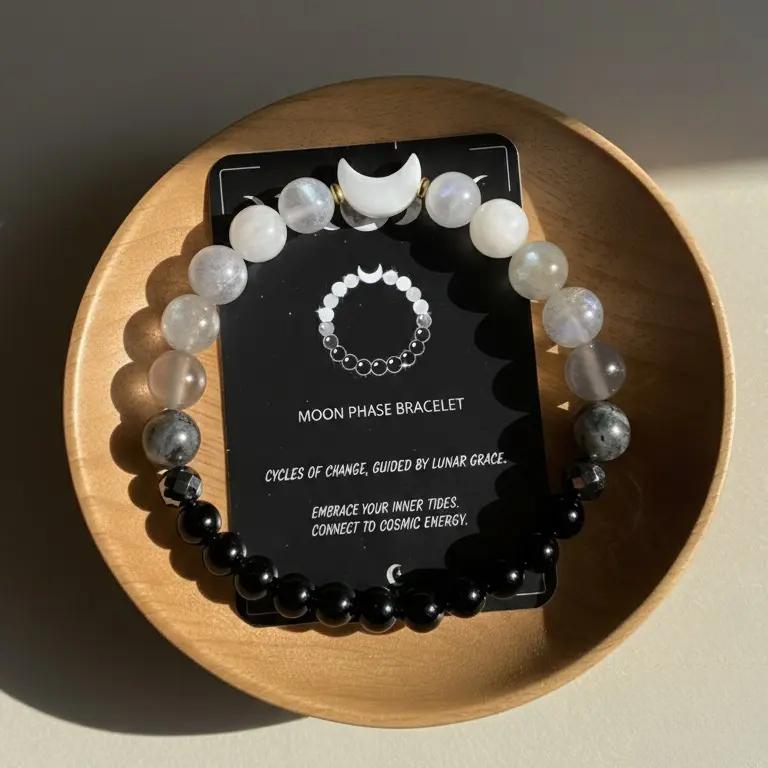 Moon Phase Crystal Bracelet - Lunar Energy Bracelet Healing Crystal Jewelry - Cleanse Bracelet, Inner Peace Bracelet Gift for her