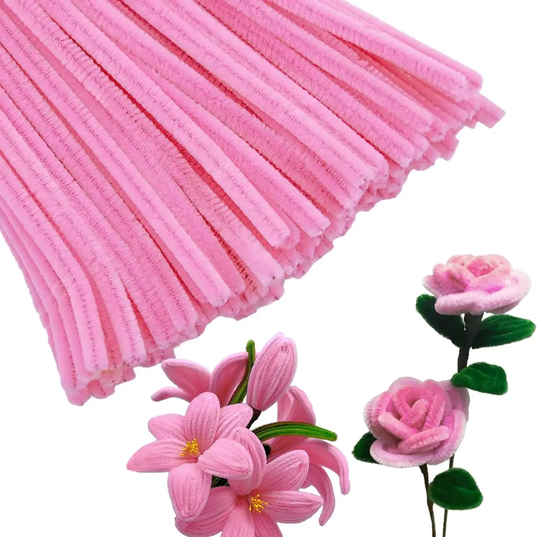 Light Pipe Cleaners 200 count, Chenille Stems Fuzzy Wire for Crafts, Thick  Craft Supplies (6mm x 12 Inch)