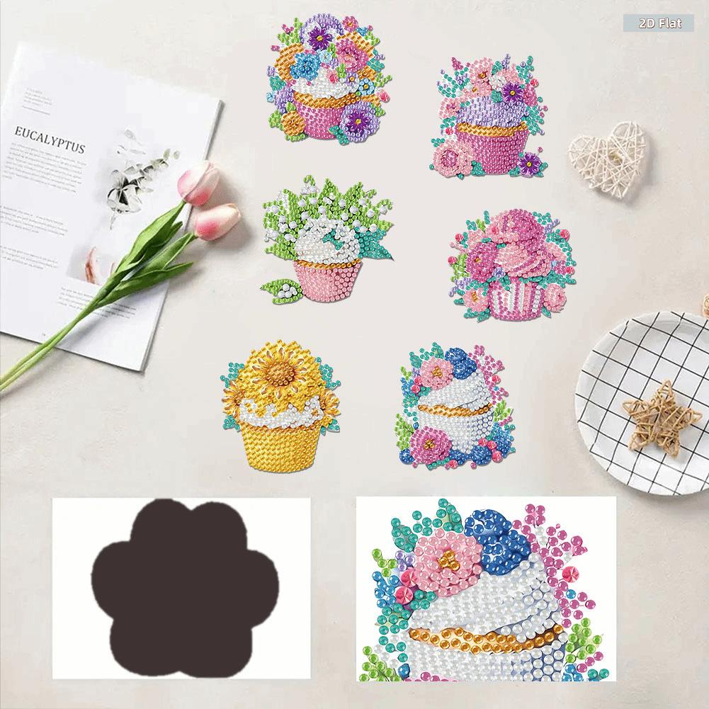 2D FLAT6pcs 2D/flat DIY Animals Design Diamond Art Fridge Magnet Kit DIY Art Fridge Magnet Refrigerator Sticker Refrigerator Diamond Art Magnets CrystaDiamonds Painting Kits Includes All the Materials, Offering a Relaxing and Enjoyable Crafting Experience