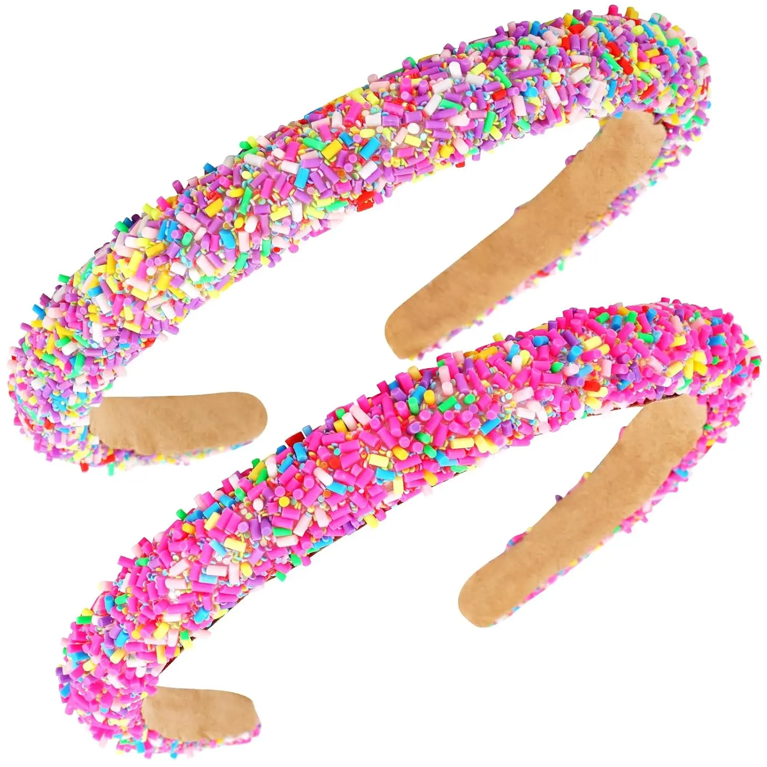 Candy Headbands for Women, Sprinkle Donut Hair Accessories Non Slip, Colorful Glitter Thin Padded Headbands (2Pcs)