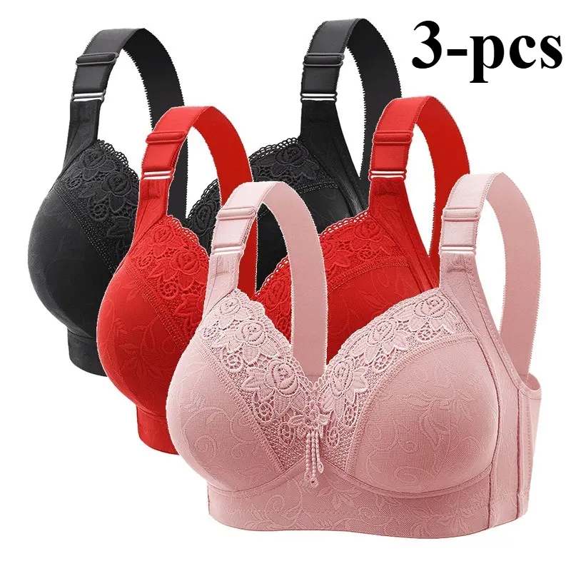 Plus Size Luxury Lace Trim Wireless Bra, Trending Full Figure Minimizer Lingerie, Side Smoothing Adjustment Underwear, Gentle Support To Reduce Bust Projection, Elegant Comfort Intimates For Daily Work, Casual Outings And All-Day Indoor Wear