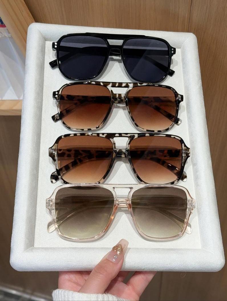 4-Pack Unisex Y2K Polarized Aviator Sunglasses - Vintage Square Lightweight Daily/Outdoor Shades