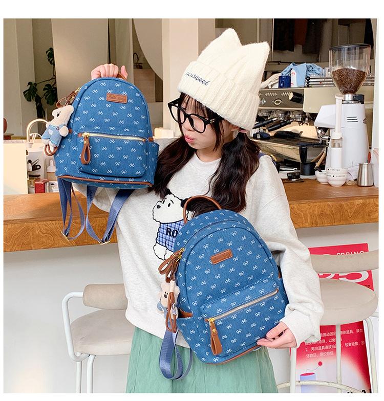 Korean-style fashionable trendy women's backpack, stylish and cute with a bow, student schoolbag, 2026 new model, cross-border women's bag