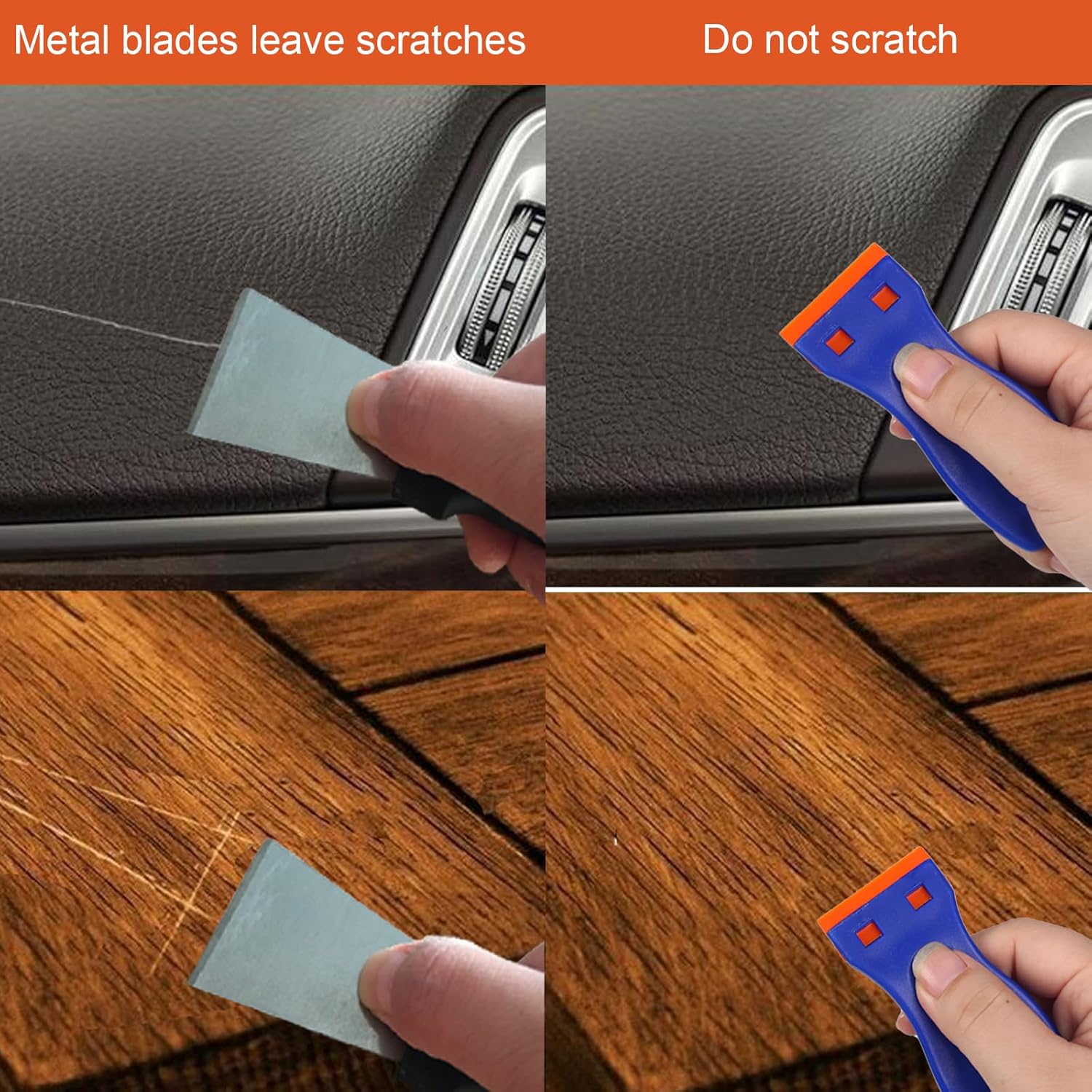 4 count Plastic Razor  Scraper and 120 count Plastic , Cleaning Scraper Tool for Remover, Adhesive, Stickers, , Glass, Labels,  Windows