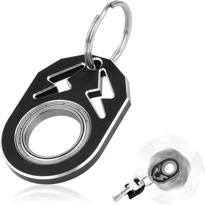 Spinner Keychain Fidget Ring, Metal Rotating Key Chain Fidget Toy, Smooth Spinner Keychain for Men Women Teens, Novelty Gift