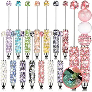15 count Glitter Beadable Stylus Pens Full Rhinestone Stylus Pens for Beads DIY  Beaded Kit for Rubber  Screen Bling Ballpoint for Touchscreen DIY Craft (,Fancy Color)