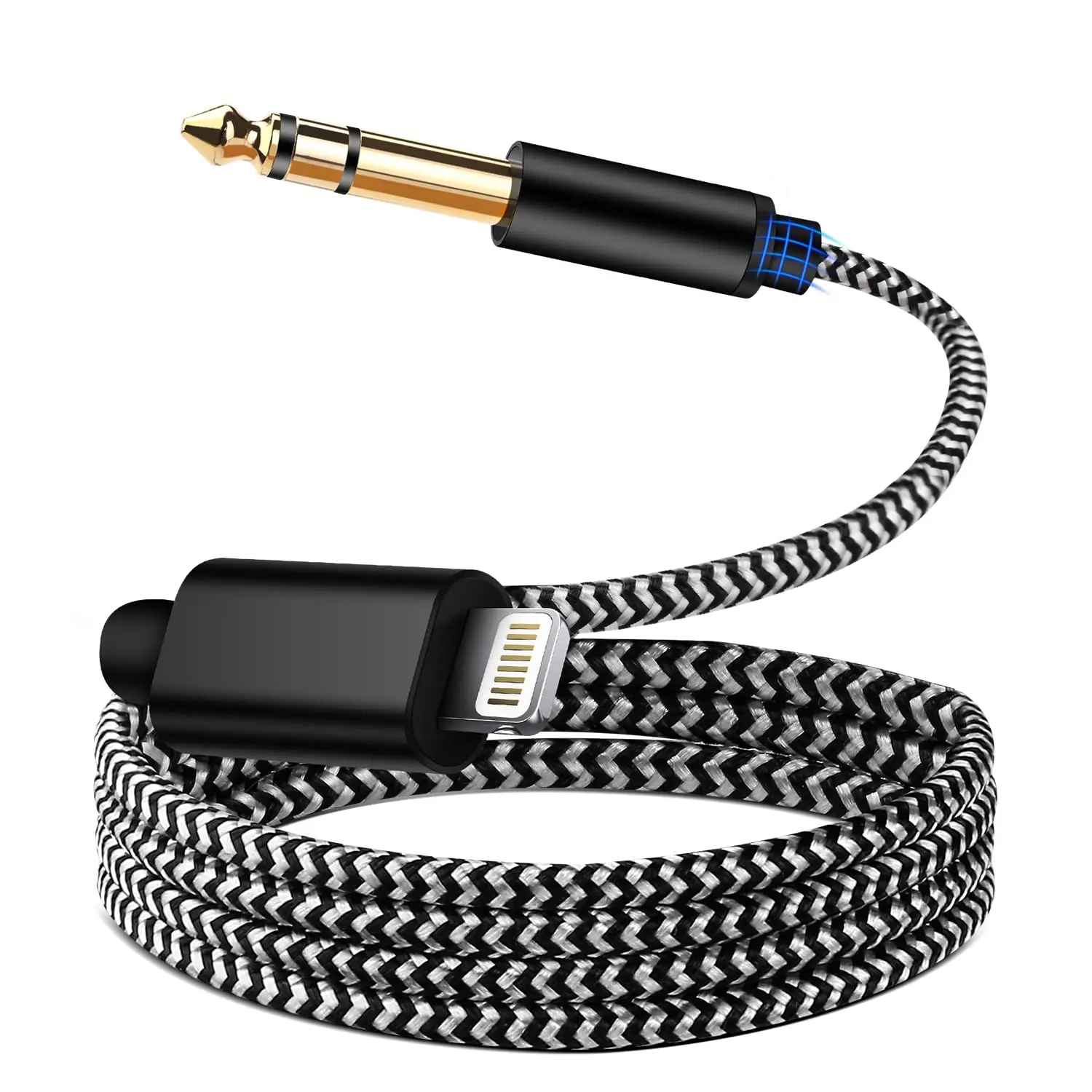 MFi Certified 6FT Lightning to 6.35mm 1/4" TRS Male Aux Audio Cable with Noise Reduction, Alloy Plug & Port Protection - Phone & Electronics Accessories for iPhone 13 Pro, iPad (Amplifier, Mixer Use)