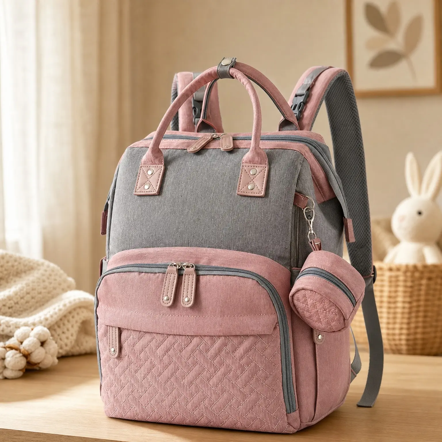 Large Capacity Baby Diaper Bag Backpack with Changing Station, Stroller Straps, USB Charging Port, Unisex Baby Registry Essential for Boys & Girls(Gift)