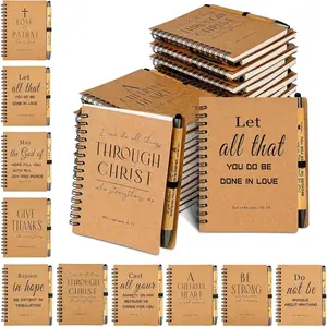 60 Sets of Christian Spiral Notebooks Bulk Prayer Journals with Pens Small Notepad (5.43"x4.33") - Father Day Gifts for Church Members,  Study Groups & Church Families