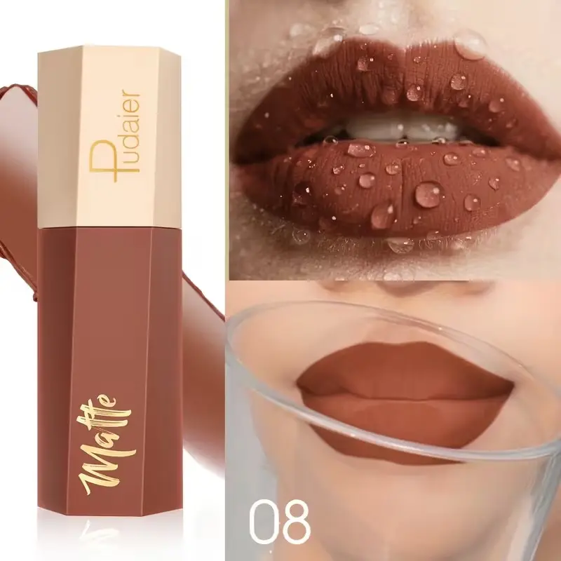 Matte Lip Gloss, Waterproof and Long-Lasting, Non-Transfer, Smooth, Matte Nude Shades, Valentine's Day Gift, Perfect Gift