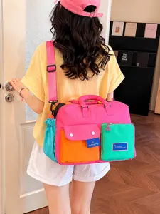 16.14inch Travel Tote Bag, Colorblock Foldable Fabric Bag, Multifunctional Portable Bag, Large Capacity, Dry/wet Separation, Casual Style, All Seasons, Student Backpack, Travel Bags