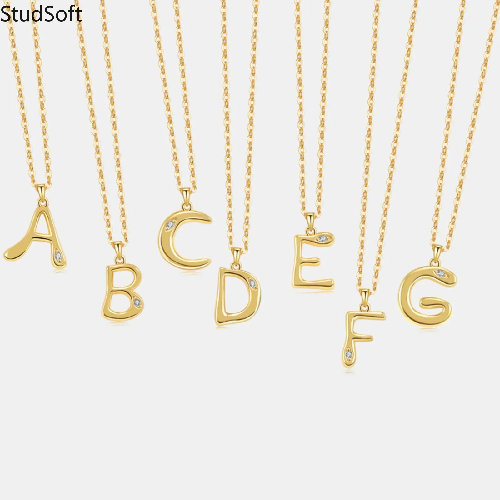 Women's Gold Initial Necklace, 26 Initial Letters Pendant, Cubic Zirconia Fluid Organic Jewelry, Safe Materials, Sports & Outdoor Accessory Complement, Birthday Gift Ideas for Her