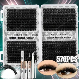 576 Clusters Thick Lash Kit, 80D-150D Mix Density, Ultra Thick, Waterproof, Long-Lasting, Beginner-Friendly, Volumizing Style Eyelash Extensions