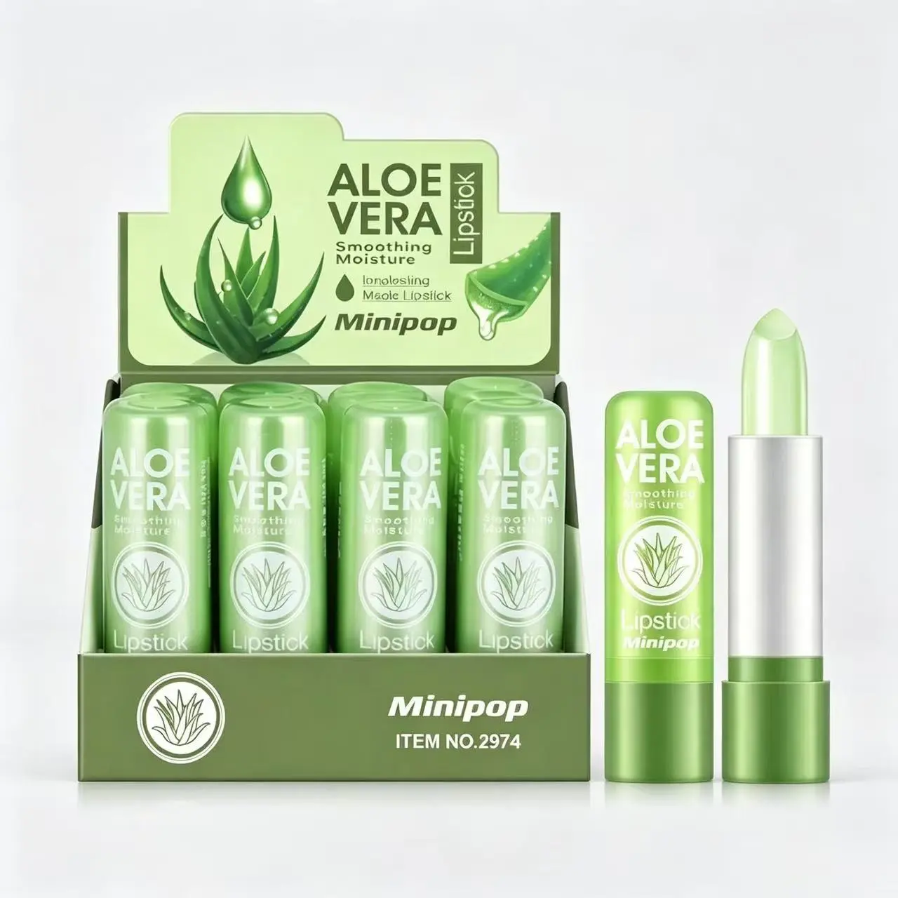 12 Color Set Aloe Lipstick, Long-Lasting Hydration, Dewy Finish, Perfect Valentine's Gift, Natural Wax Texture, Multi-Pack