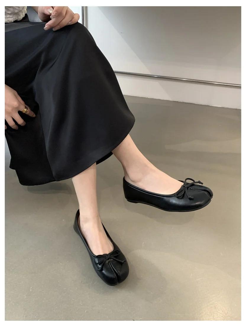 New Women Flats Soft Ballet Shoes Slip On Loafers Soft Moccasins Tabi Ninja Casual Shoes Mujer Ladies Shoes Bow Knot Mujer