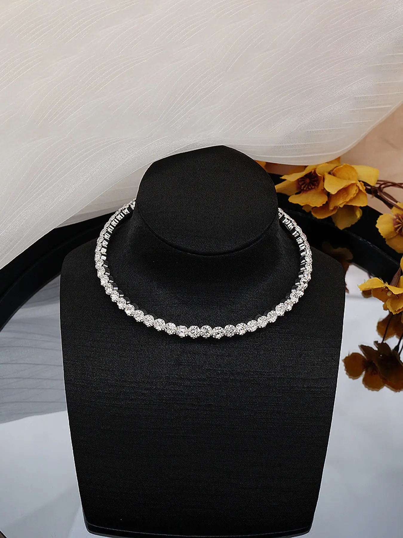 Luxurious Cz Diamond Tennis Necklace, Adjustable Length, Hypoallergenic, Perfect for Weddings, Parties, Daily Wear, Elegant Style, Chain Necklaces