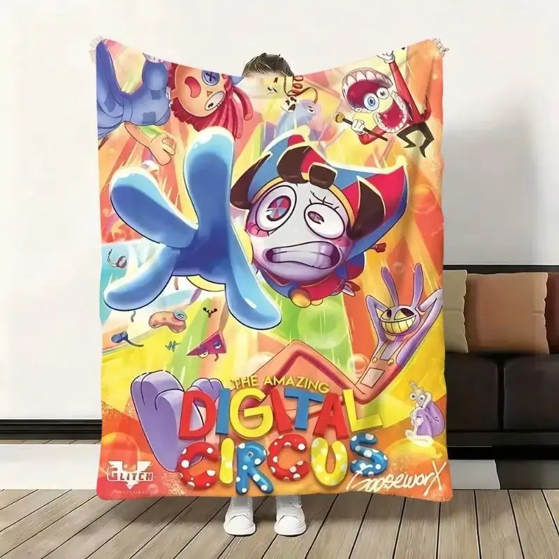 The Amazing Digital Circus Pomni Crew Collage Microfiber Fade Resistant Flannel Throw Blanket, Bedroom Sofa Home Decor, Matches cooling blankets pillows couch cover for sofa bedding set, Birthday Christmas Gift for TADC Animation Fans