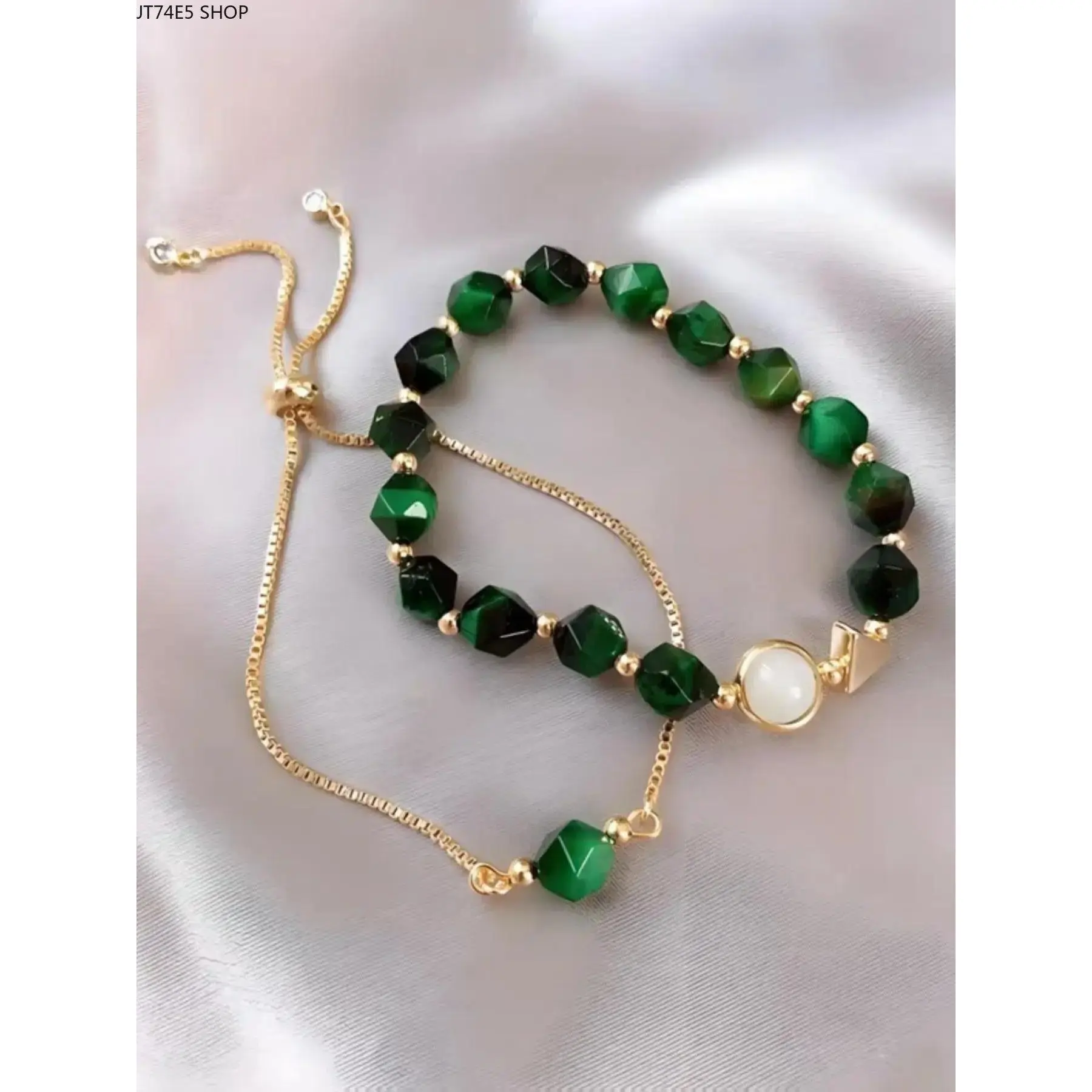 2-Piece Emerald Bracelet Set, Elegant Gemstone Bangle Jewelry, Stylish Accessory Gift for Women for All Occasions