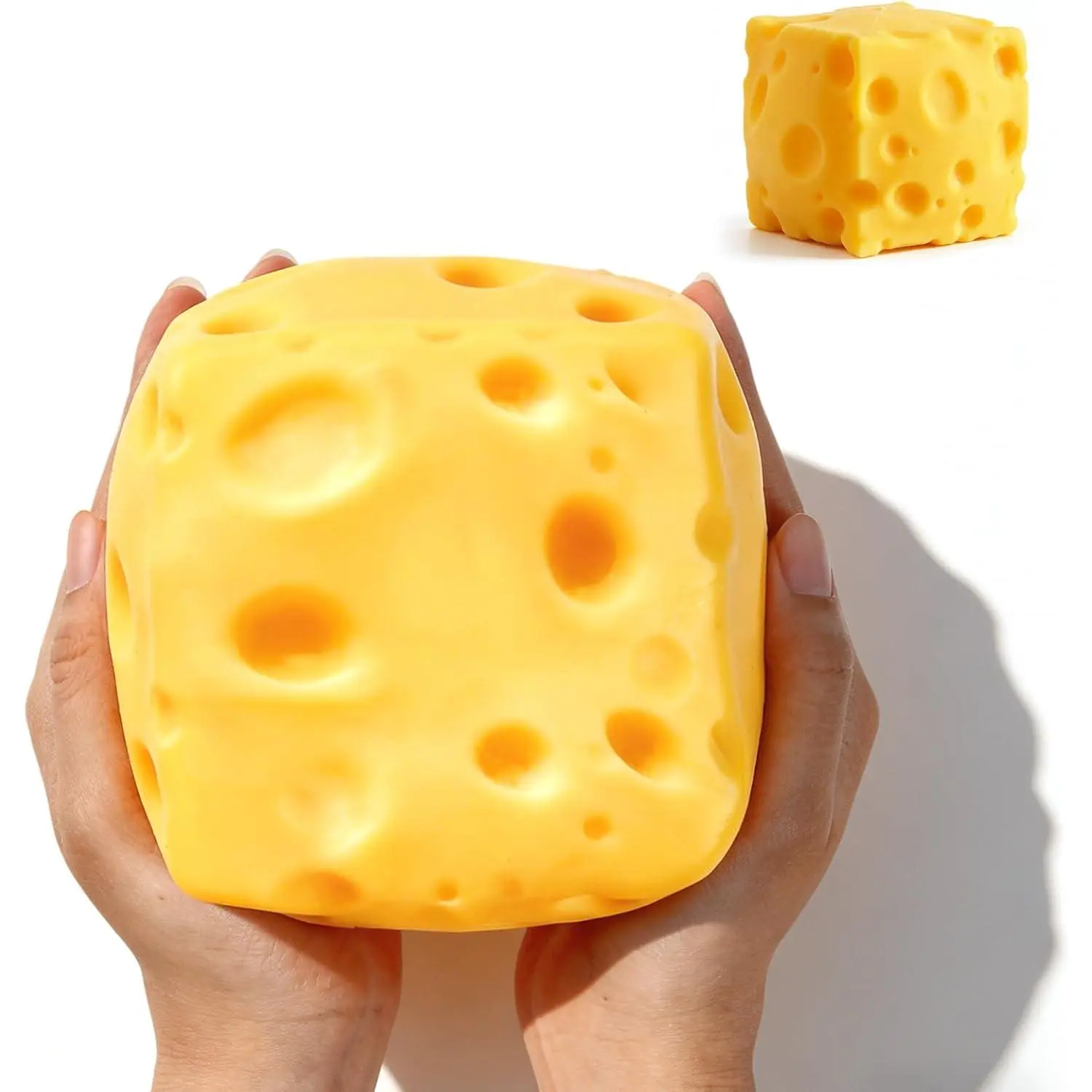 Funny Giant Cheese Squishy Toy, 7cm Slow Rise Squeeze Fidget Ball, Cute Satisfying Sensory Desk Toy for Stress Anxiety Relief, Gift for Kids Adults