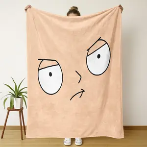 Funny Cartoon Face Throw Blanket, Minimalist Peach Flannel, Soft Cozy Meme Style, Sofa Bed Couch Room Decor Giftfunny face blanket, cartoon face blanket, meme blanket, peach blanket, minimalist blanket, funny throw blanket