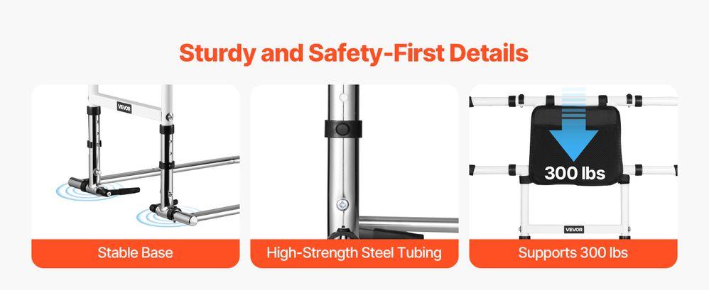 Bed Rail for Elderly, Foldable & Extendable Bedside Assist Rail with Side Handles & PU Handrail, Adjustable Height Carbon Steel Pipe Bedside Cane, Senior Bed Bar Fits King, Queen, Full, Twin