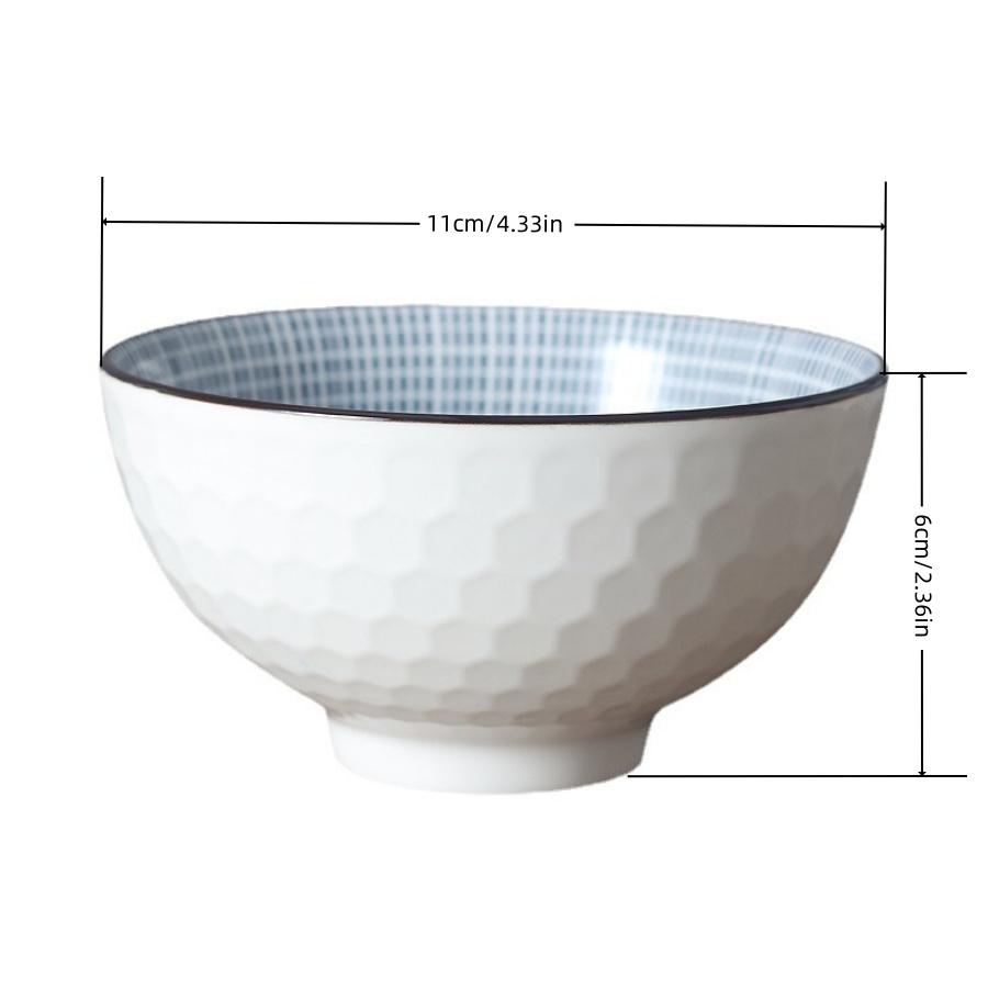 Ceramic Bowl Set, 4 Counts/set Flower Pattern Bowl, Household Bowl for Rice, Soup, Noodle, Breakfast, Kitchen Tableware, Ramen Bowl Set