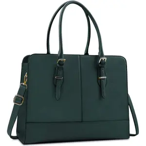 Laptop Bag for Women 15.6 Inch Leather Work Tote Briefcase Business Computer Shoulder Bag Large Capacity Waterproof Office Messenger Handbag Professional Teacher Nurse Carryall