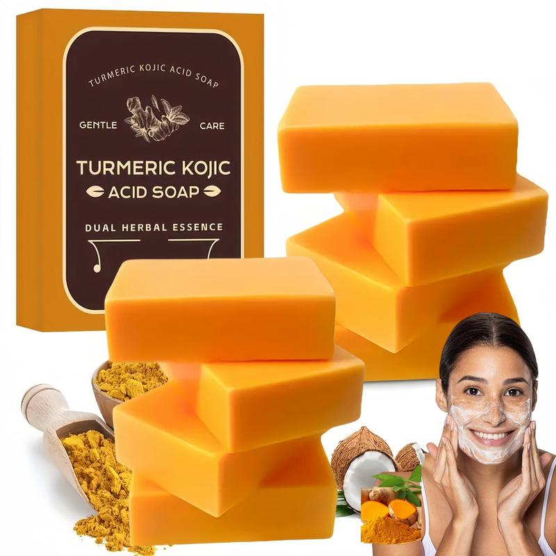 Turmeric Kojic Acid Soap Bar, Natural Soap Bar with Soap Saver Bag, Moisturizing Gentle Kojic Acid Soap Bar Set for All Skin Types