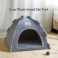 Gray Plush-Lined Cat Tent