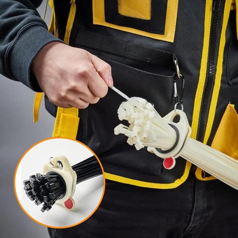 Zip Tie Organizer ABS Automatic Zip Ties Holder Keeper for Cable Tie Organizer, Portable Compact Hardware Tools, Storage and Finishing