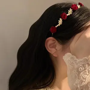 3 Pcs Rose Pearl Headbands, French Vintage High-End Hair Clips, Unique Design for All Ages, Luxe Colors
