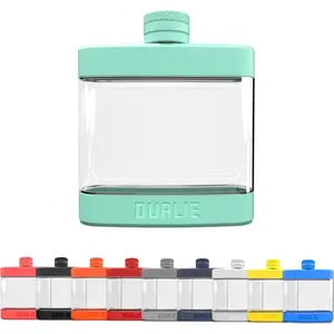 DUALIE 6 oz Hip Flask for Liquor - Undetectable Shatterproof Alcohol Flasks with Clear Tritan Plastic and Silicone Grip - Flask Gift for Men & Women - Seafoam