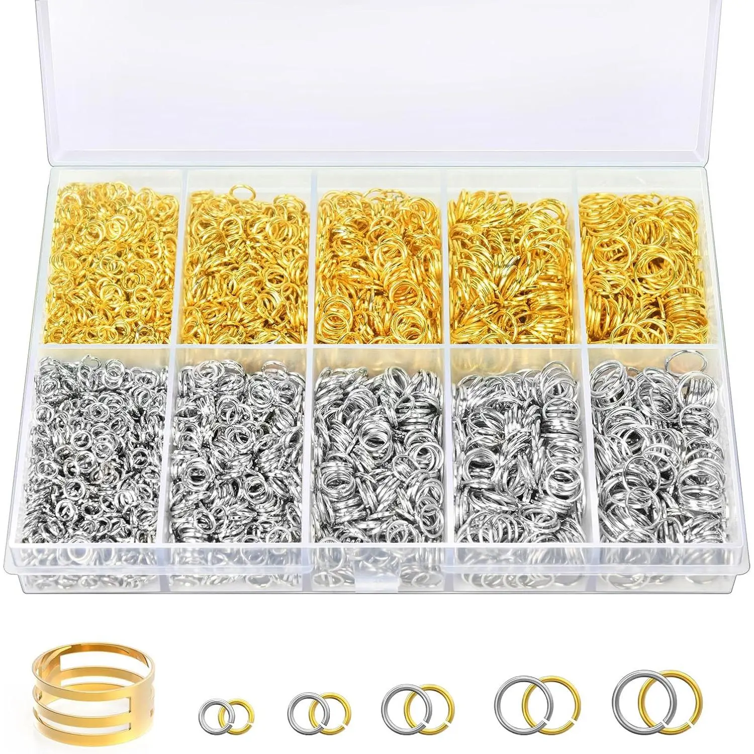 4600 count Jump Rings for  Making Kit  & , Open Rings with Opener Tools for Earrings, Keychains, Bracelet & Necklace Repair Supplies