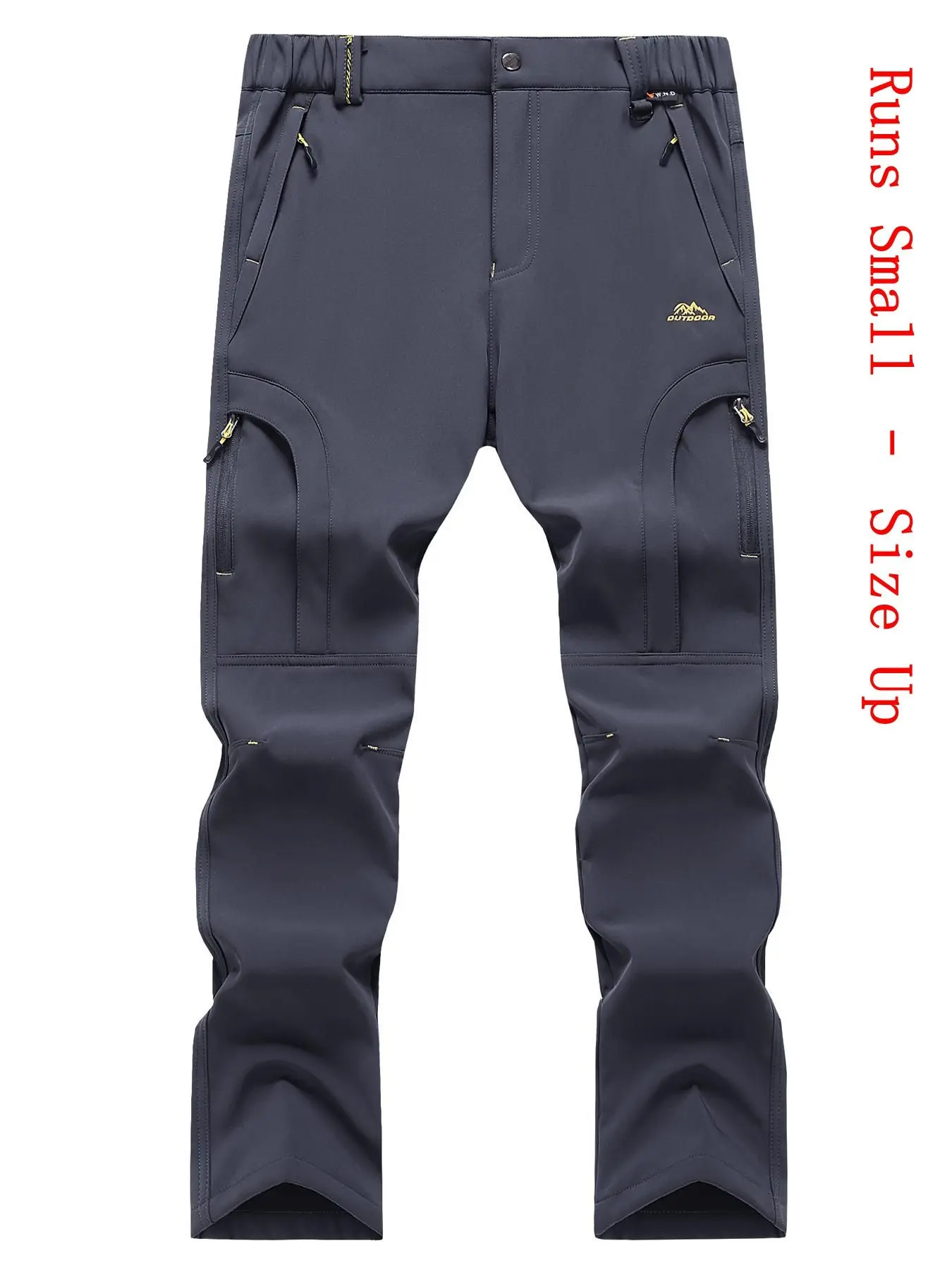 Men's Solid Color Outdoor Fleece Lined Warm Work Pants, Windproof Waterproof Durable Fabric, Ideal for Winter Commute and Hiking, Casual Minimalist Trousers