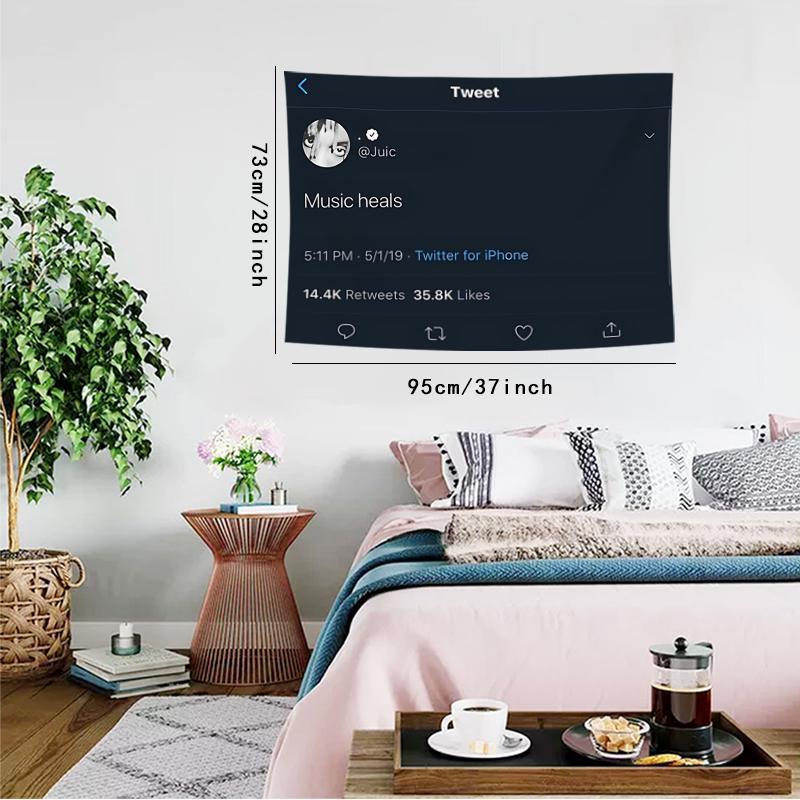 Music Heals Pattern Tapestry, Modern Music Themed Wall Hanging Decor, Wall Tapestry Art for Home Living Room Bedroom Coffee Shop Office Bar Music Room, Tapestry Wall Mural